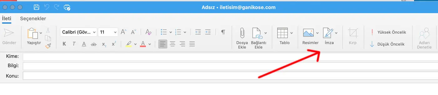 Outlook imza ekleme adım 1